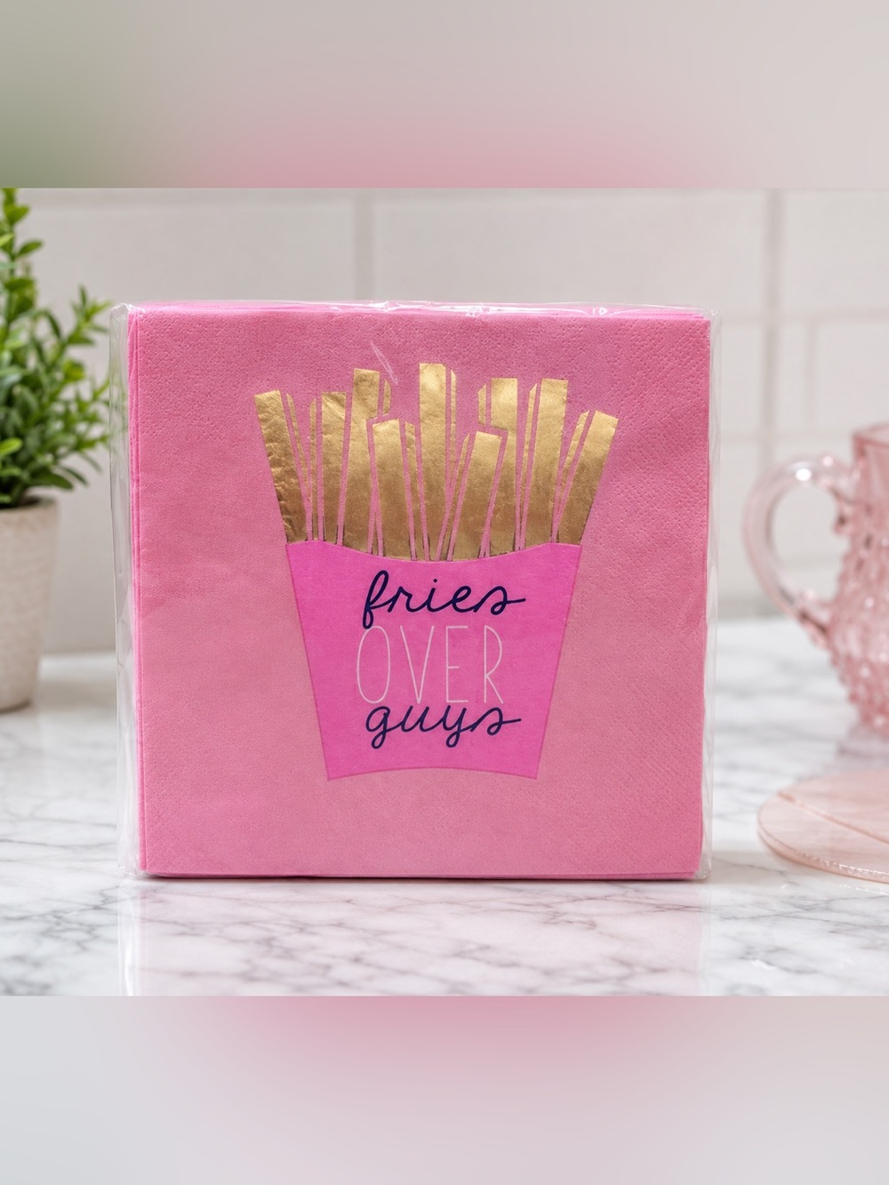 Nordstrom Pink and Gold Fries Over Guys Napkins